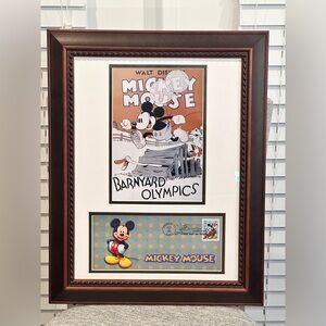 Walt Disney Collectible Mickey Mouse Barnyard Olympics Glass Framed Portrait